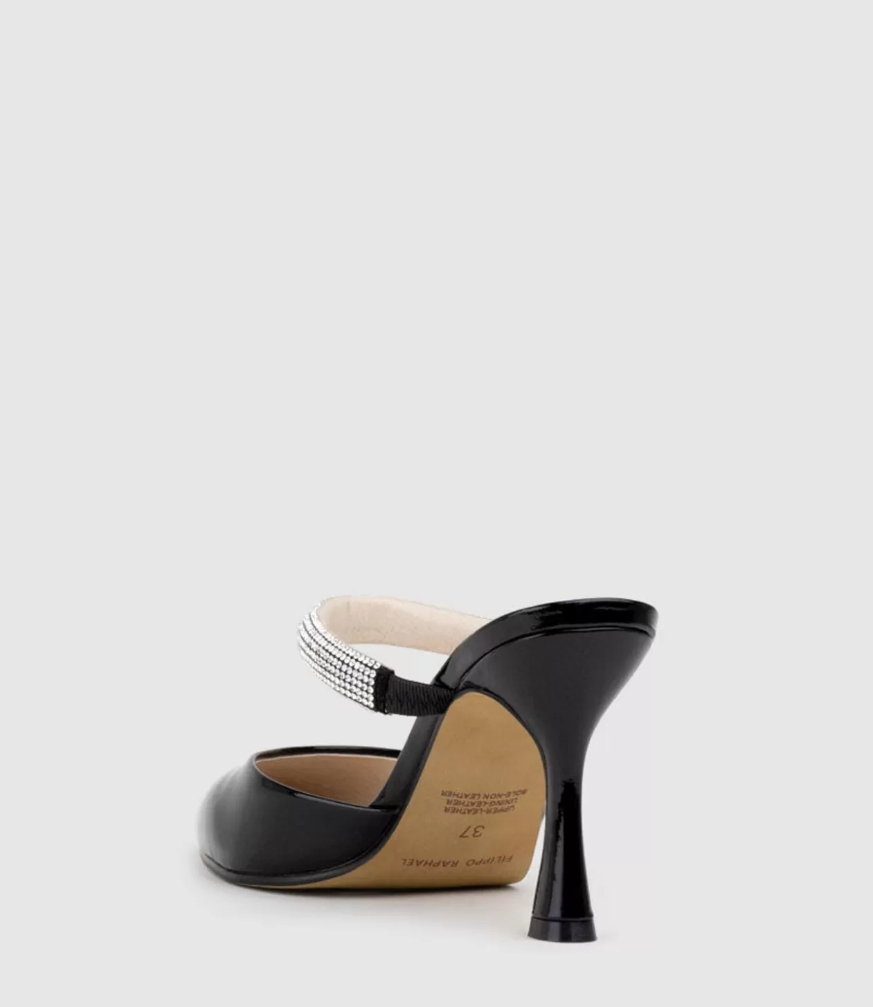 Edward Meller High Heel<Alexa85 Closed Toe Slide With Diamante Band In Black Patent