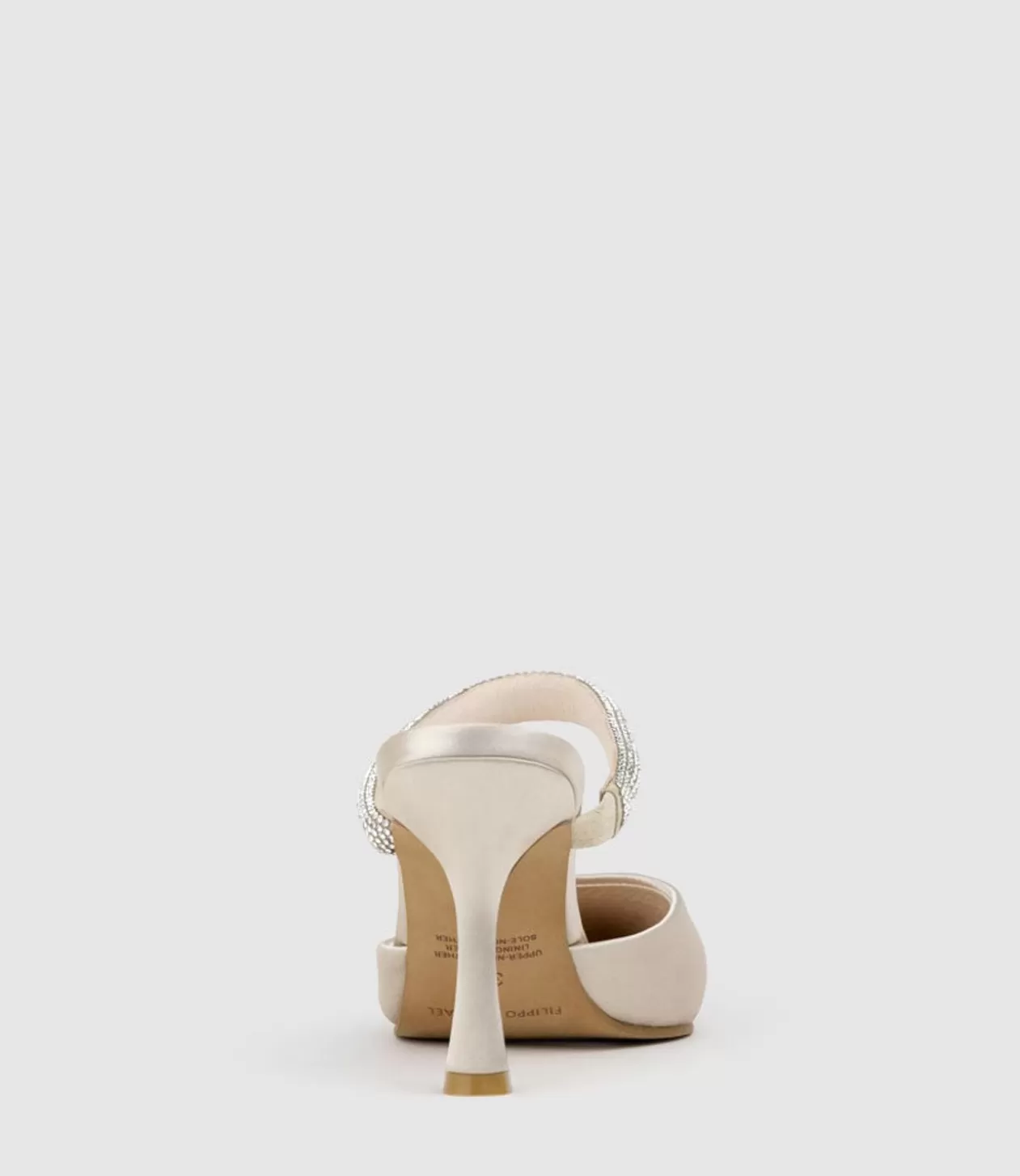 Edward Meller High Heel<Alexa85 Closed Toe Slide With Diamante Band In Champagne Satin