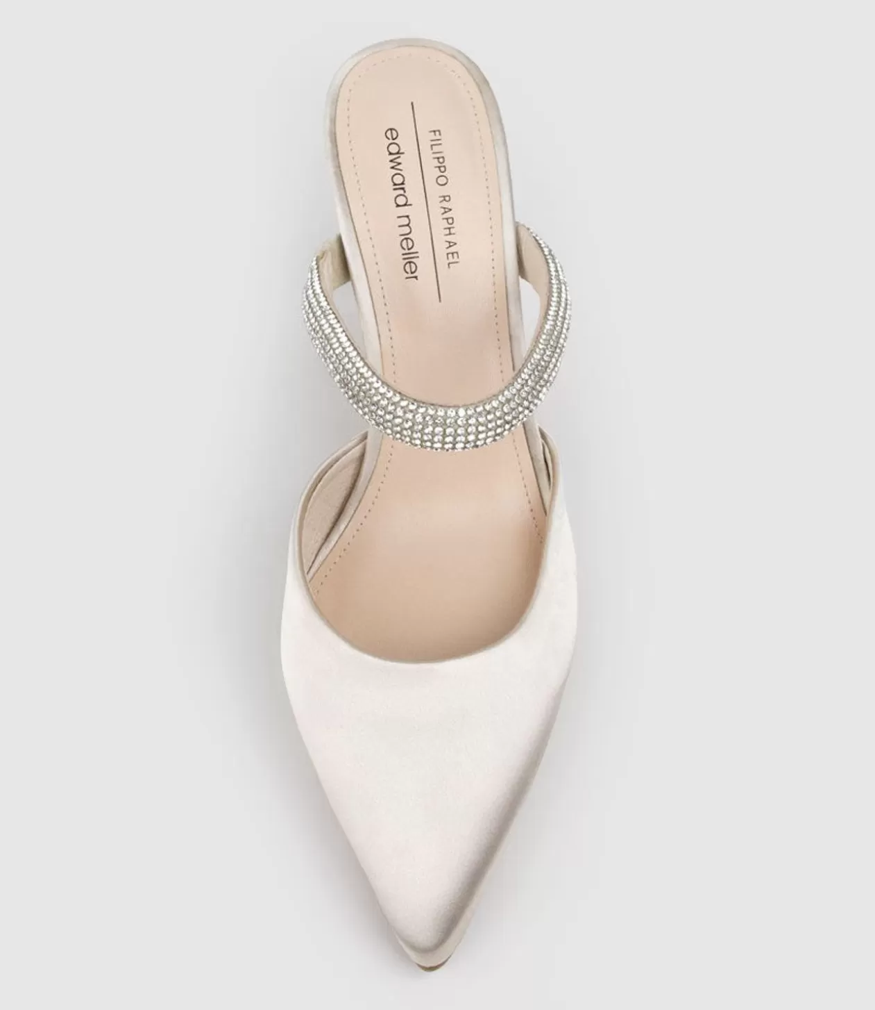 Edward Meller High Heel<Alexa85 Closed Toe Slide With Diamante Band In Champagne Satin