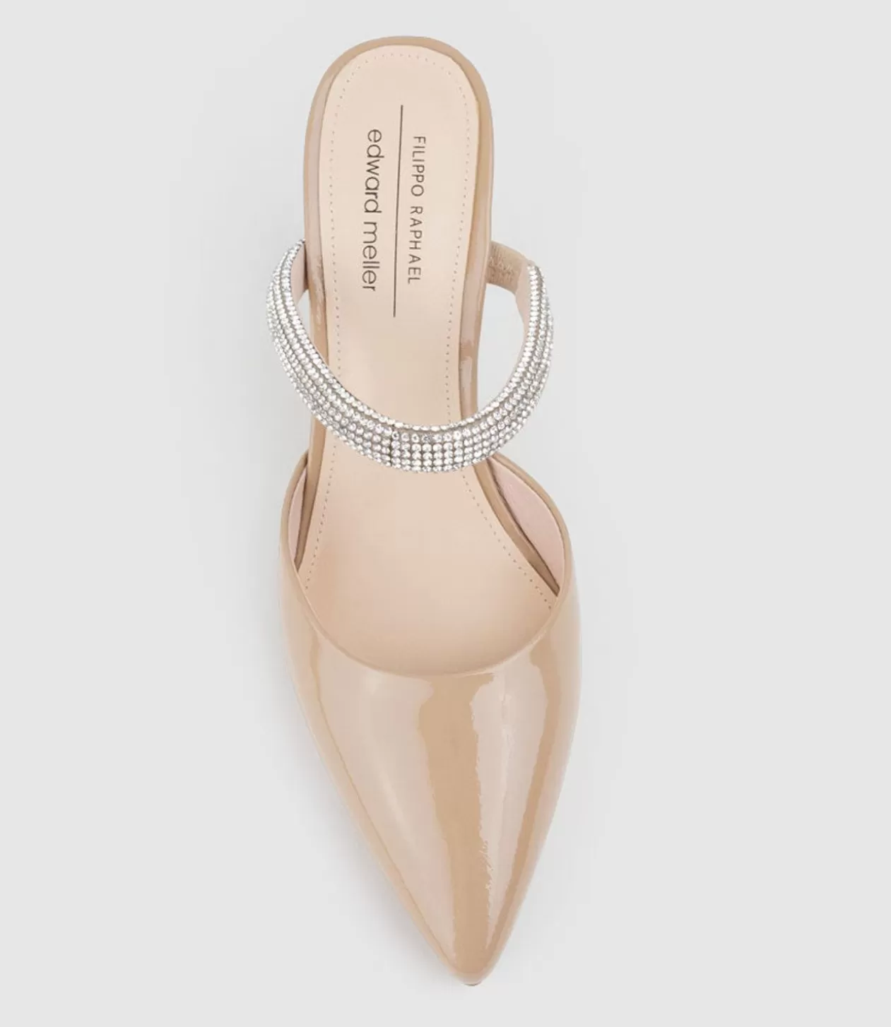 Edward Meller High Heel<Alexa85 Closed Toe Slide With Diamante Band In Nude Patent