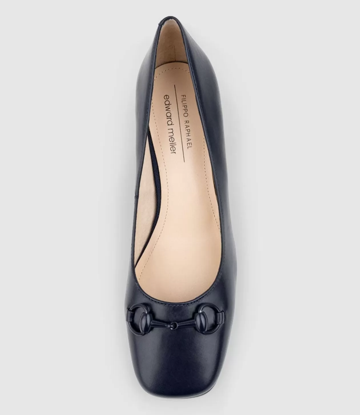 Edward Meller Mid Heel<Blythe65 Square Toe Pump With Hardware In Navy Baby Calf