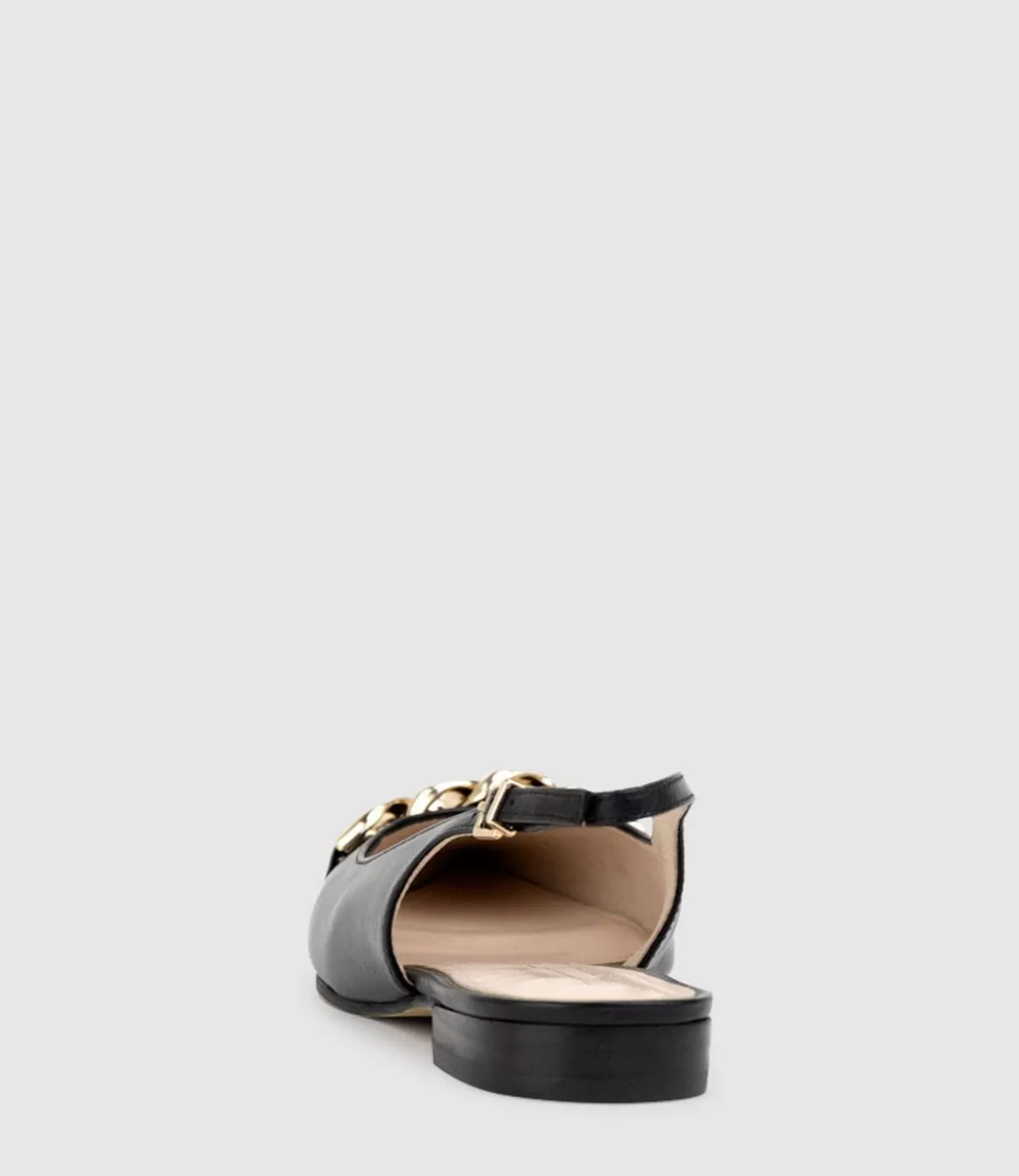 Edward Meller Ballet Flats<Elda Pointed Slingback With Chain Detail In Black Baby Calf