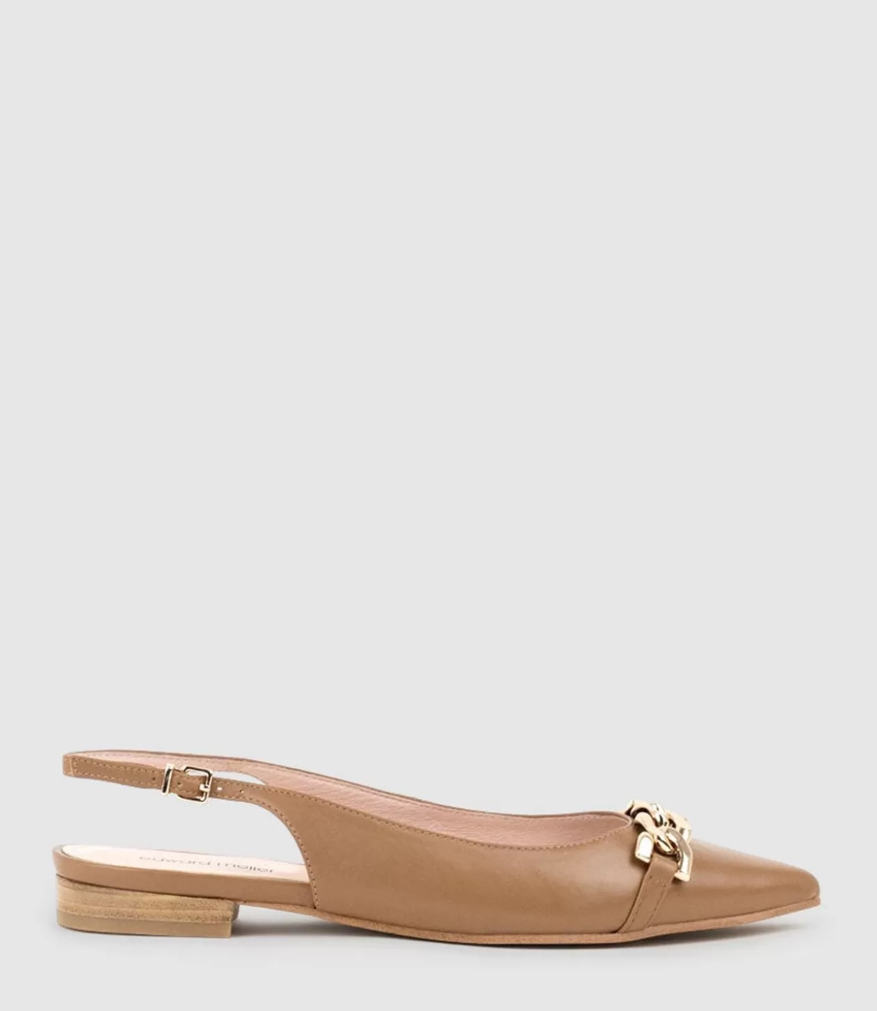 Edward Meller Ballet Flats<Elda Pointed Slingback With Chain Detail In Tan Baby Calf