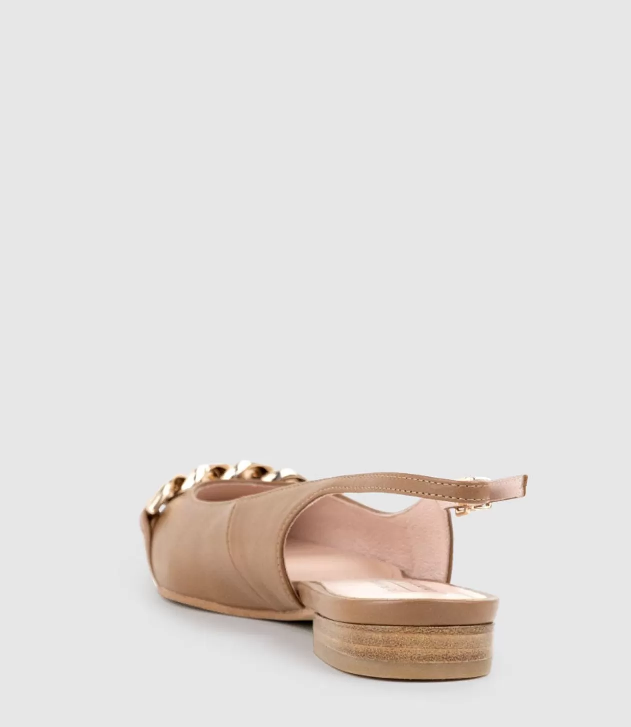 Edward Meller Ballet Flats<Elda Pointed Slingback With Chain Detail In Tan Baby Calf