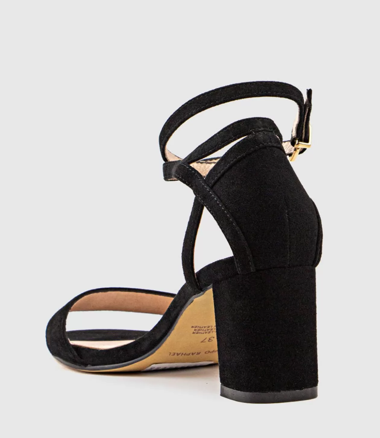 Edward Meller Mid Heel Sandals<Kenia60 Block Heel Sandal With Hourglass Ankle Wrap In Black Suede