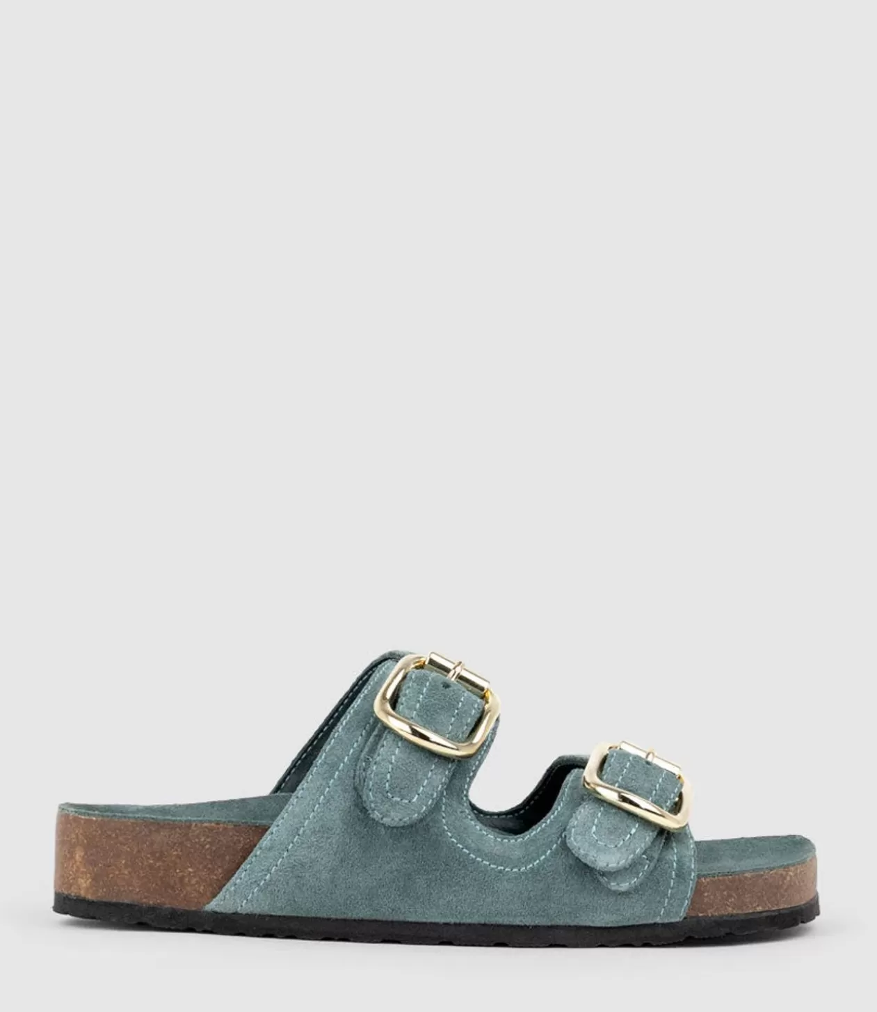 Edward Meller Low Sandals<Kori Two Strap Slide On Footbed In Green Suede