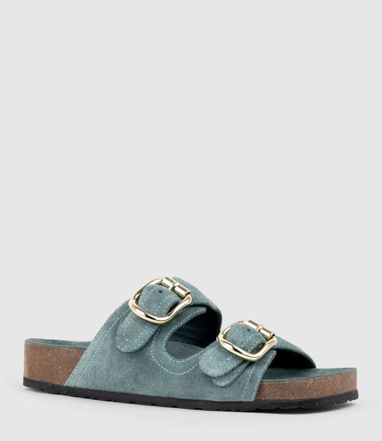 Edward Meller Low Sandals<Kori Two Strap Slide On Footbed In Green Suede