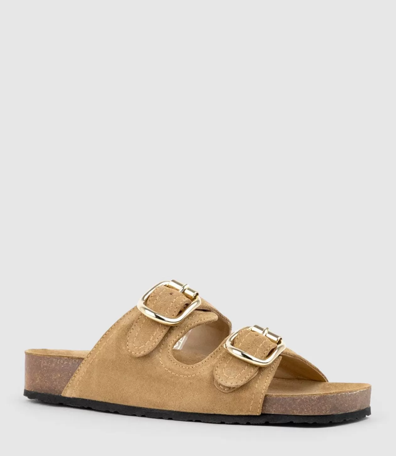 Edward Meller Low Sandals<Kori Two Strap Slide On Footbed In Tan Suede