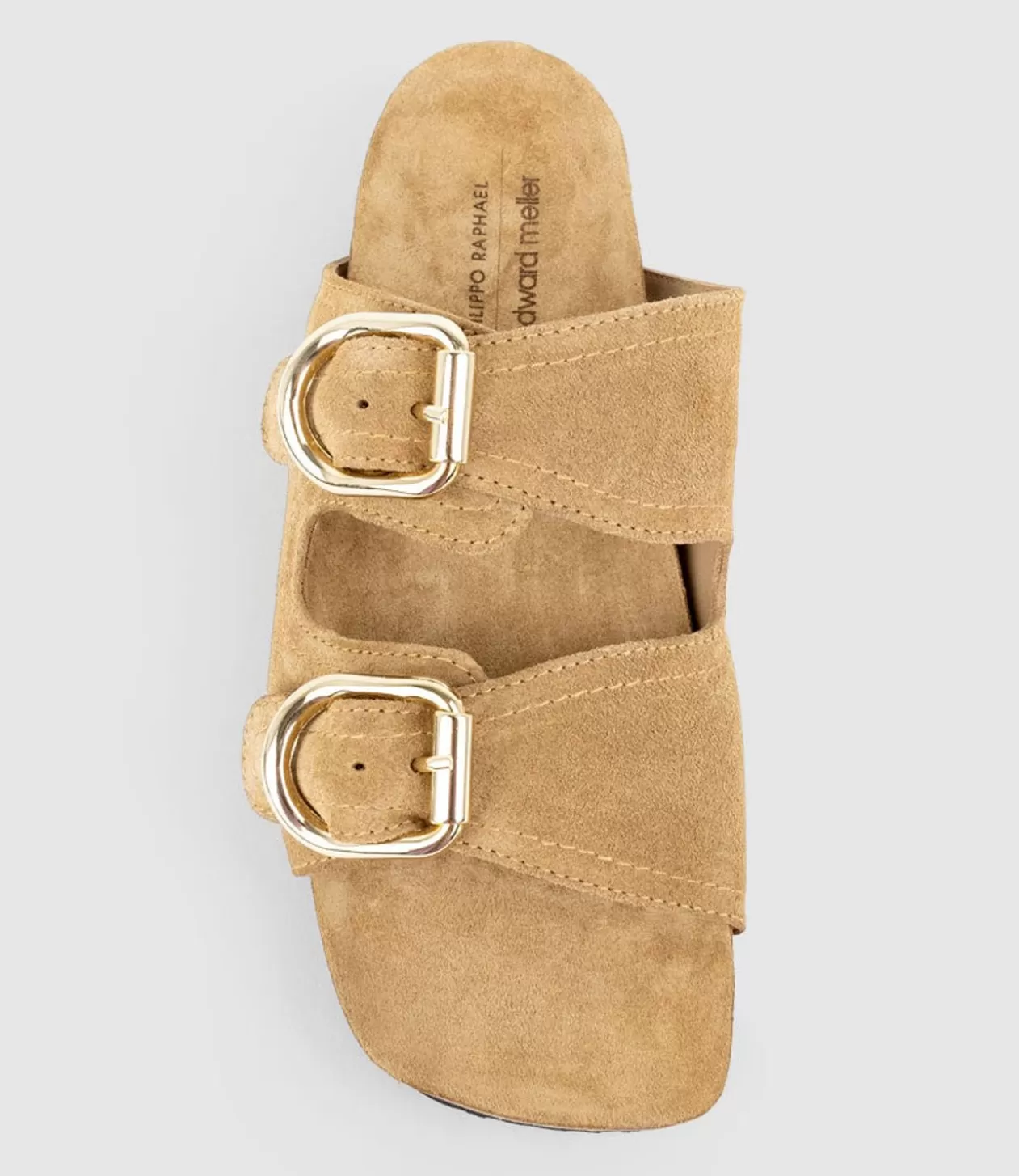 Edward Meller Low Sandals<Kori Two Strap Slide On Footbed In Tan Suede