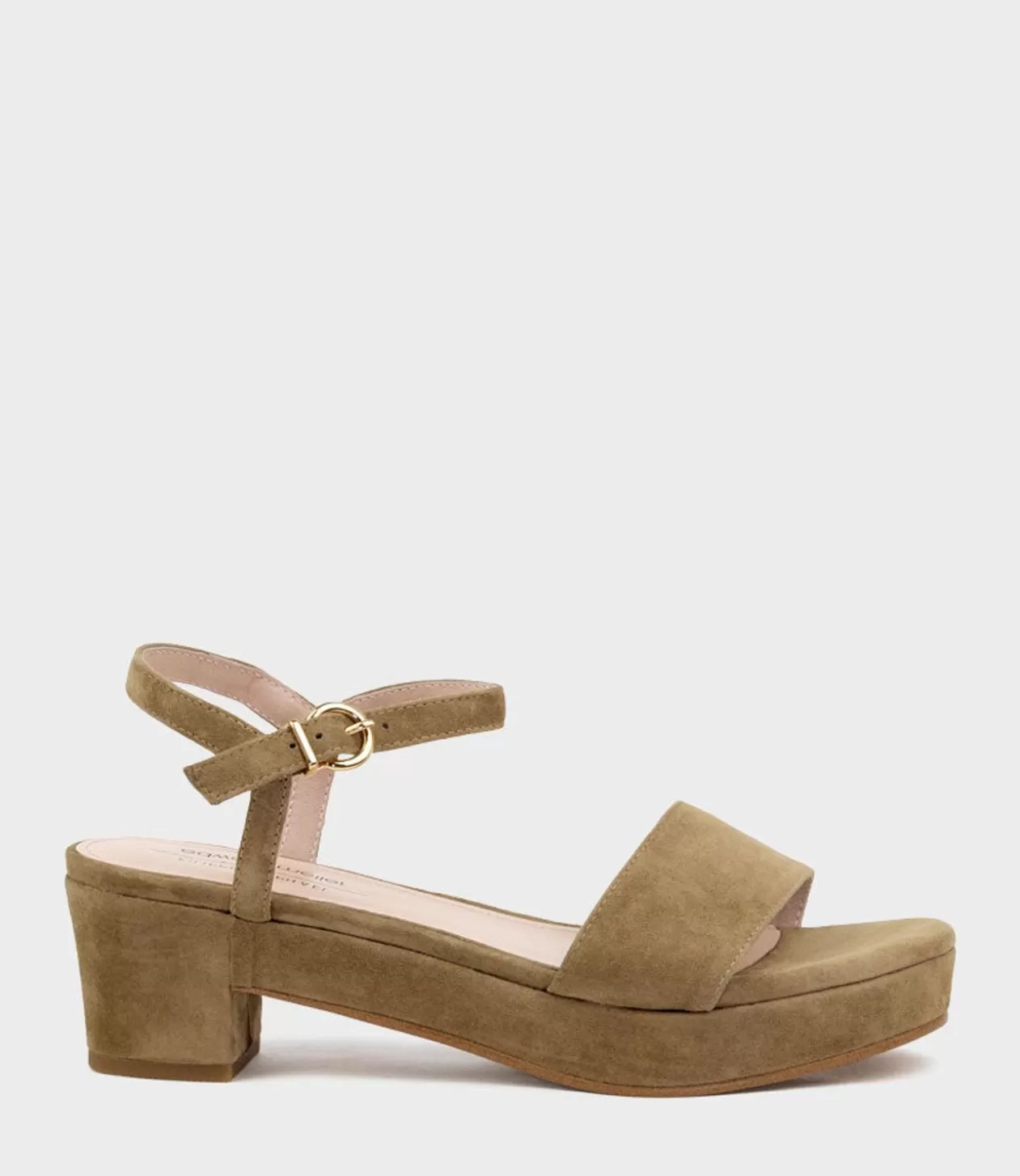 Edward Meller Mid Heel Sandals<Ralin50 Two Strap Sandal On Self Covered Unit In Camel Suede