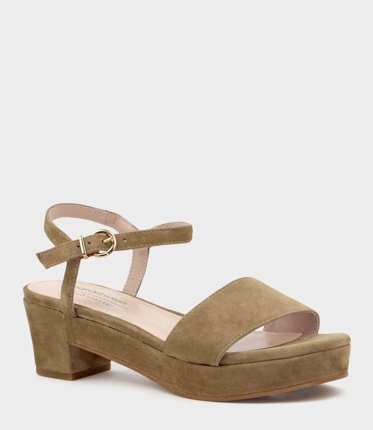 Edward Meller Mid Heel Sandals<Ralin50 Two Strap Sandal On Self Covered Unit In Camel Suede