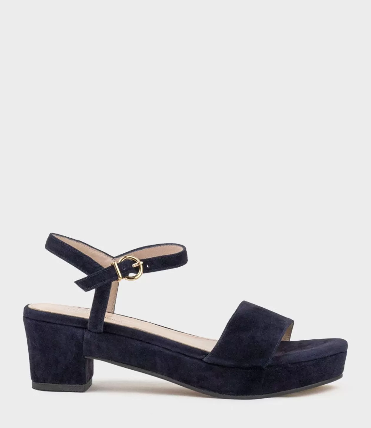 Edward Meller Mid Heel Sandals<Ralin50 Two Strap Sandal On Self Covered Unit In Navy Suede