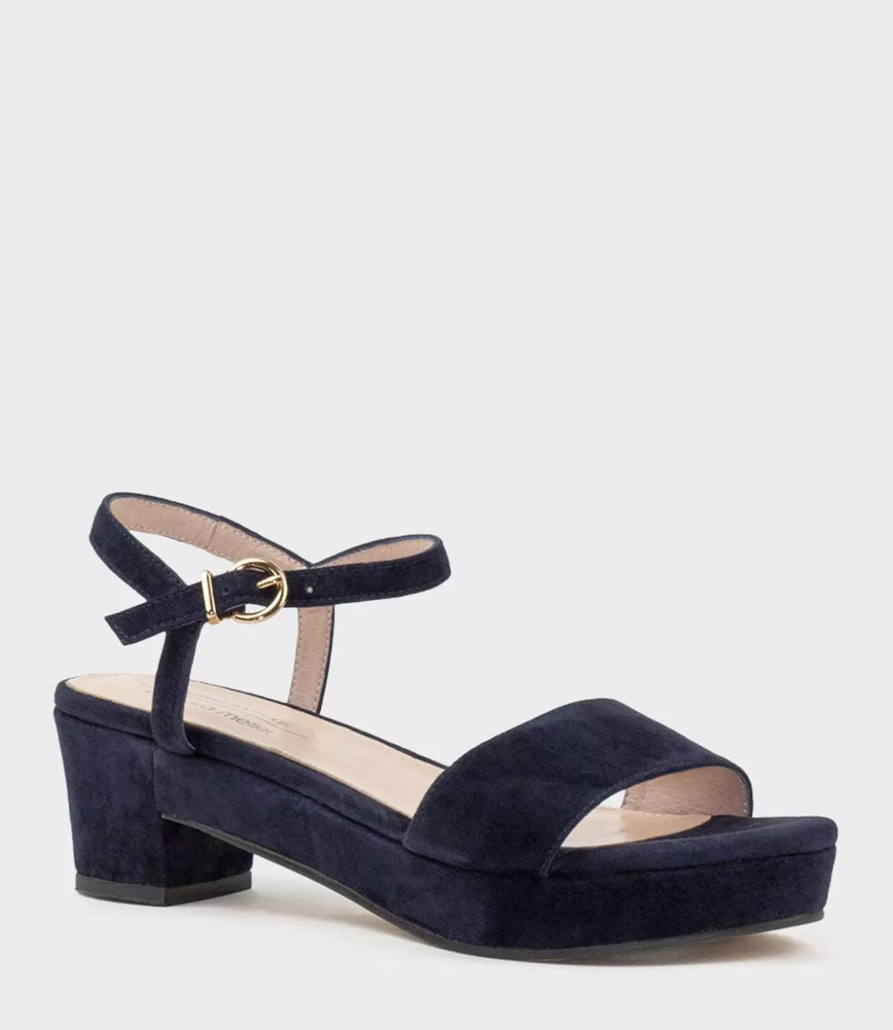 Edward Meller Mid Heel Sandals<Ralin50 Two Strap Sandal On Self Covered Unit In Navy Suede