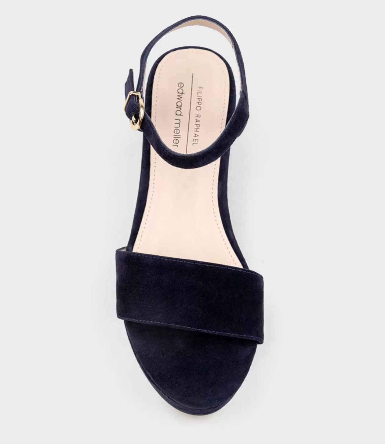 Edward Meller Mid Heel Sandals<Ralin50 Two Strap Sandal On Self Covered Unit In Navy Suede