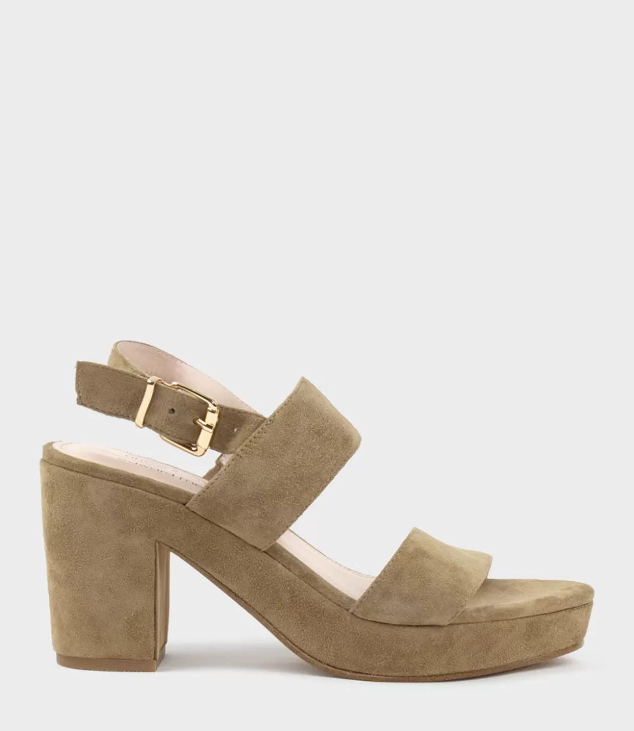 Edward Meller Platform Sandals<Ramy80 Two Strap Sandal On Self Covered Unit In Camel Suede