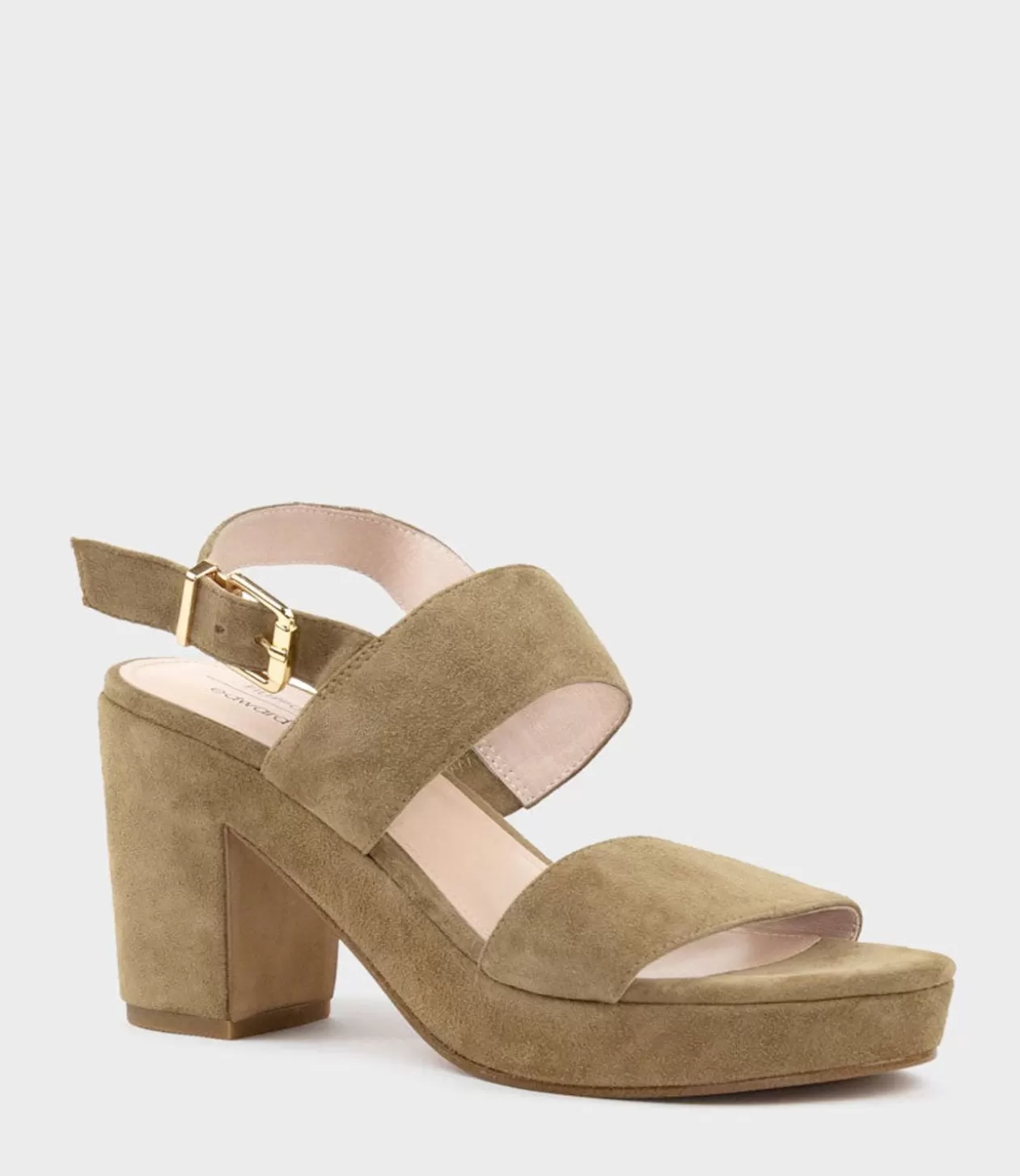 Edward Meller Platform Sandals<Ramy80 Two Strap Sandal On Self Covered Unit In Camel Suede