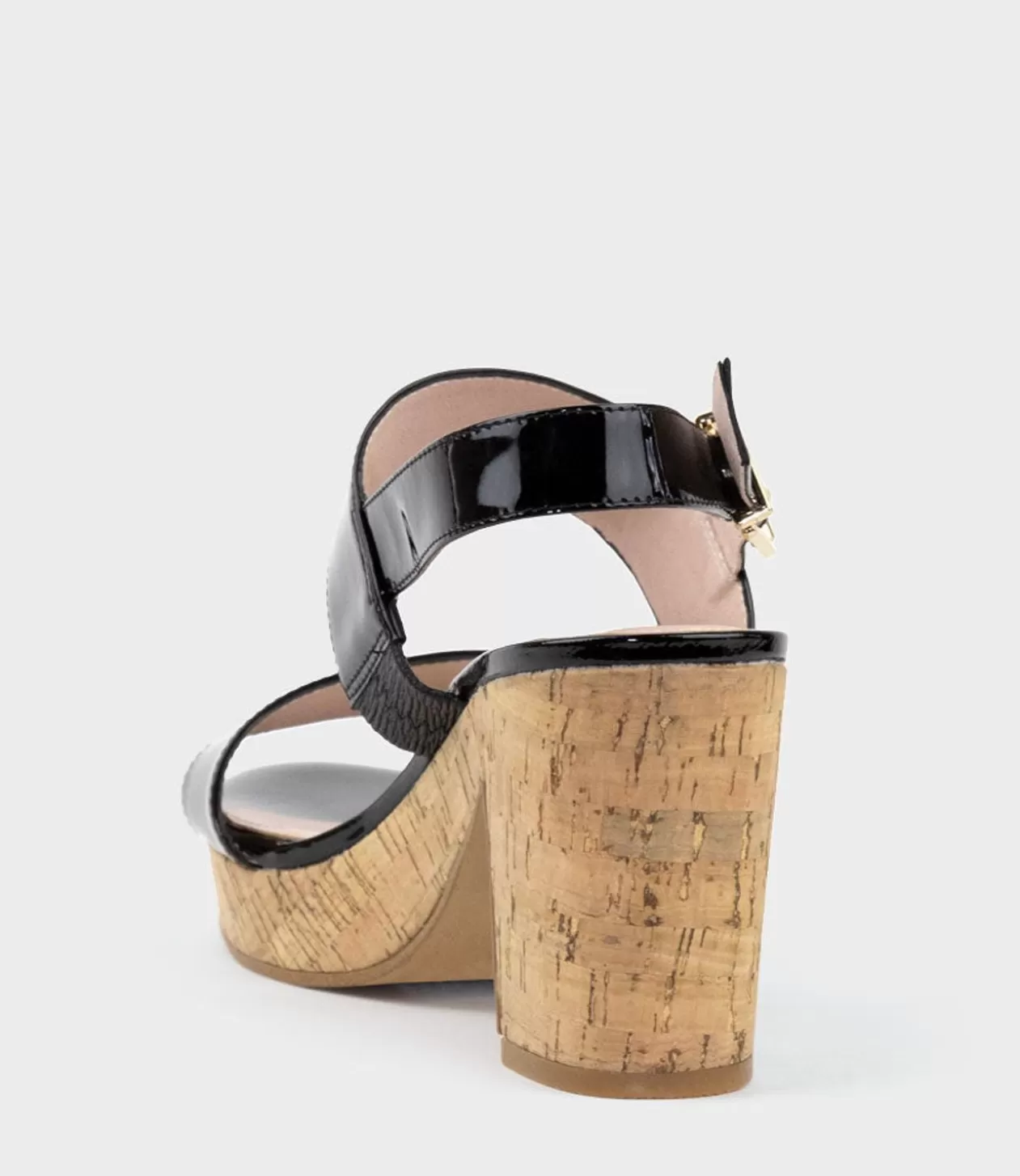 Edward Meller Platform Sandals<Rana80 Two Strap Sandal On Cork Unit In Black Patent