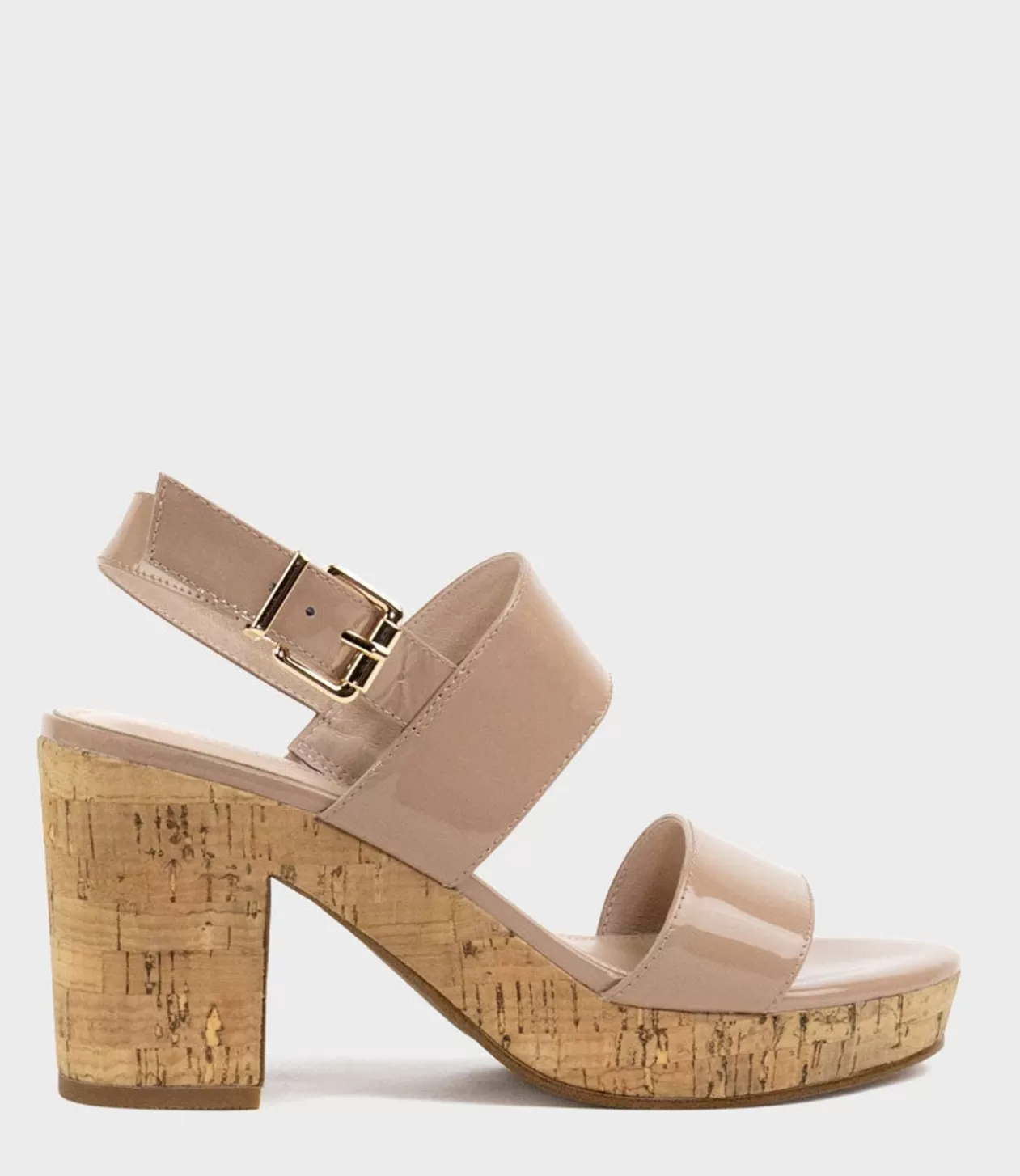 Edward Meller Platform Sandals<Rana80 Two Strap Sandal On Cork Unit In Nude Patent