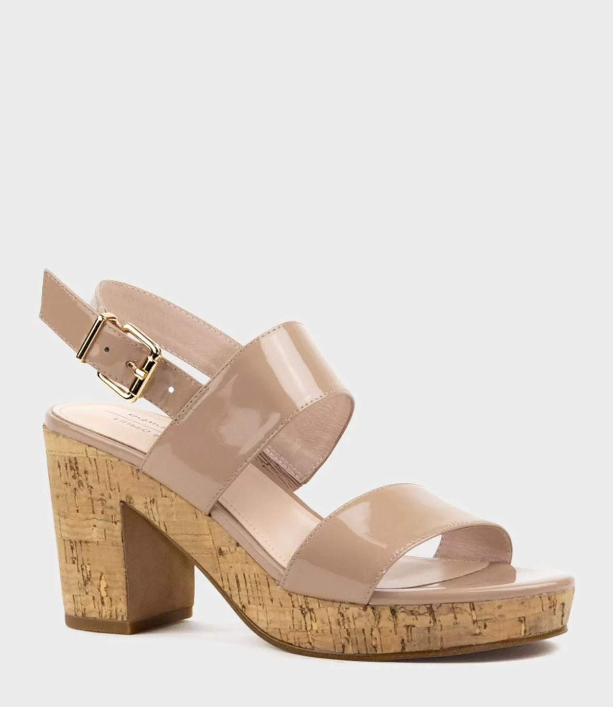 Edward Meller Platform Sandals<Rana80 Two Strap Sandal On Cork Unit In Nude Patent