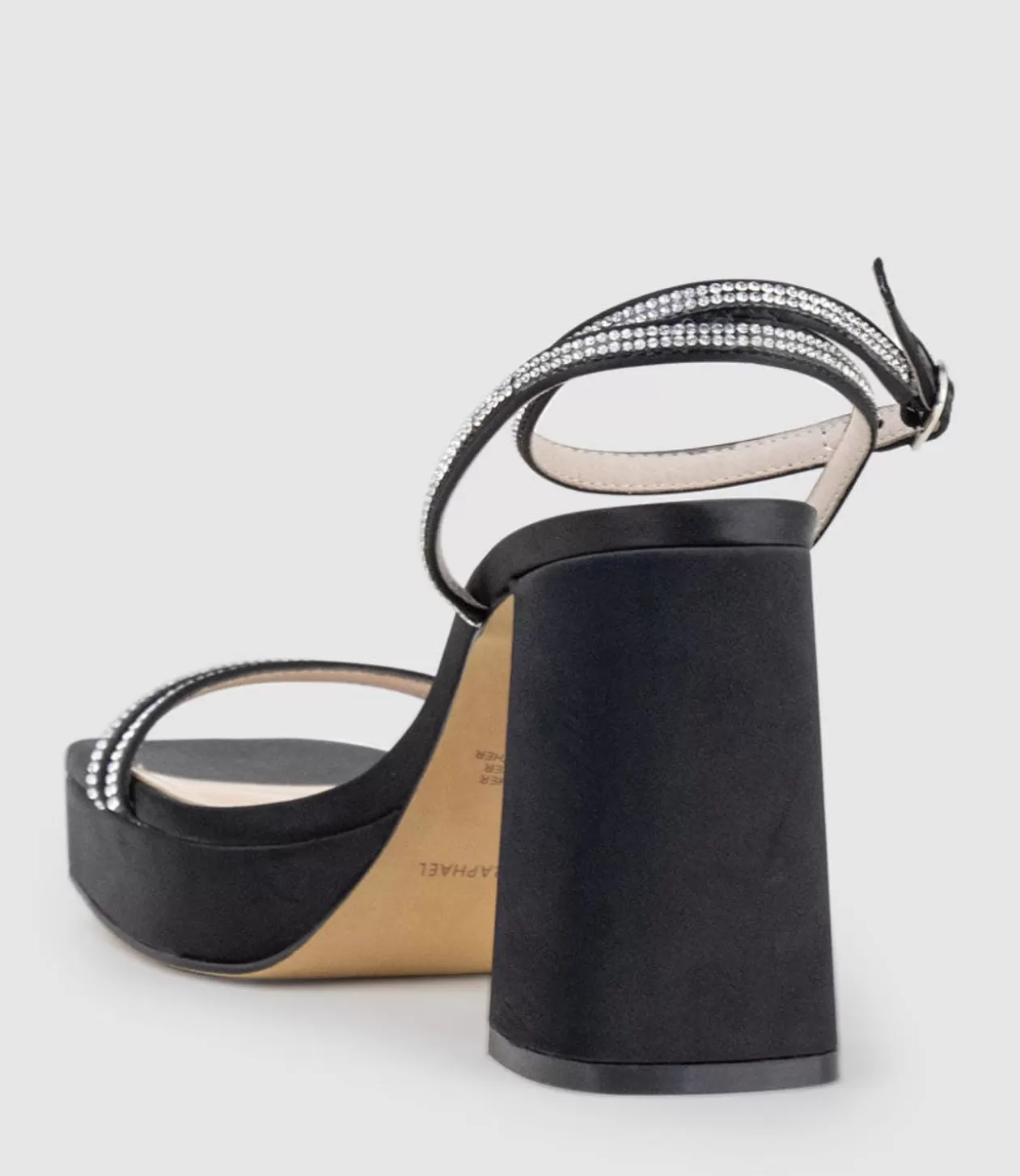 Edward Meller Platform Sandals<Rasso95 Platform Sandal With Diamante Straps In Black Satin