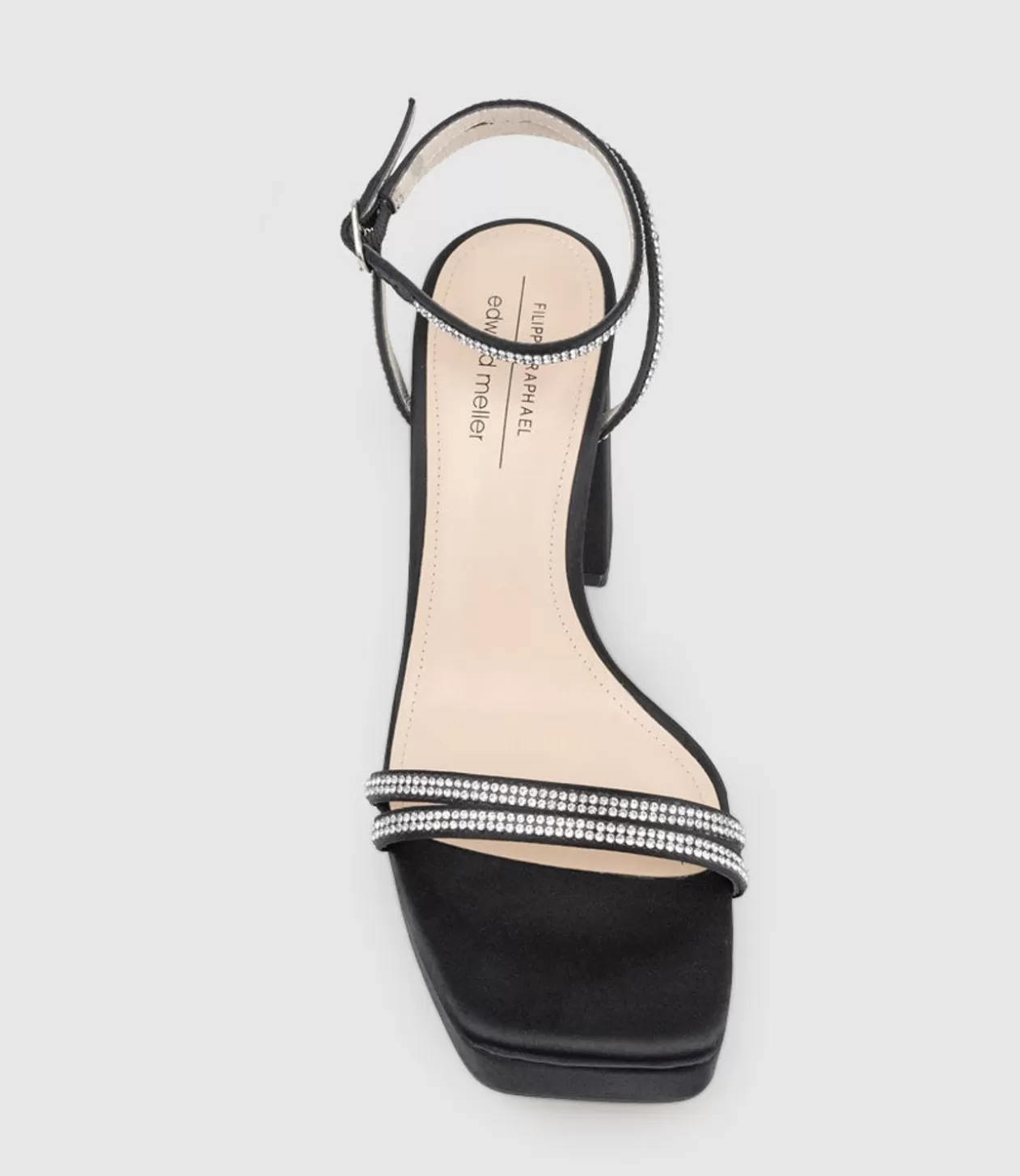 Edward Meller Platform Sandals<Rasso95 Platform Sandal With Diamante Straps In Black Satin