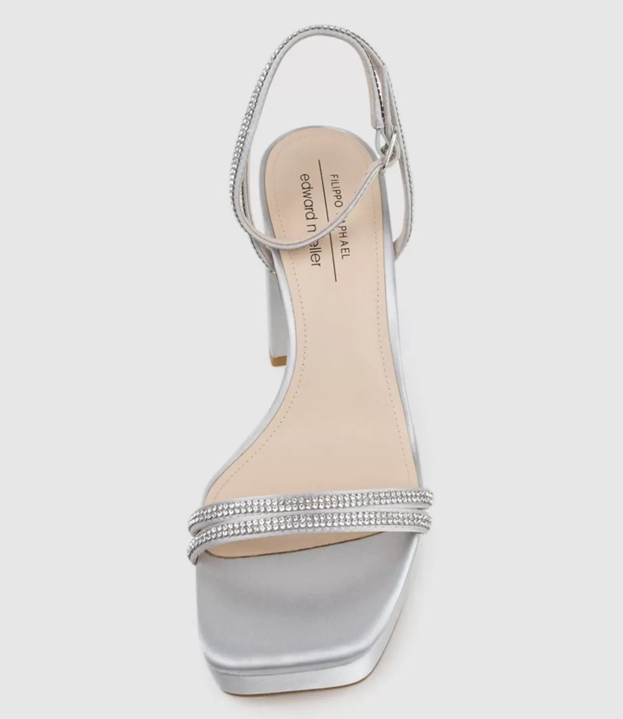 Edward Meller Platform Sandals<Rasso95 Platform Sandal With Diamante Straps In Silver Satin
