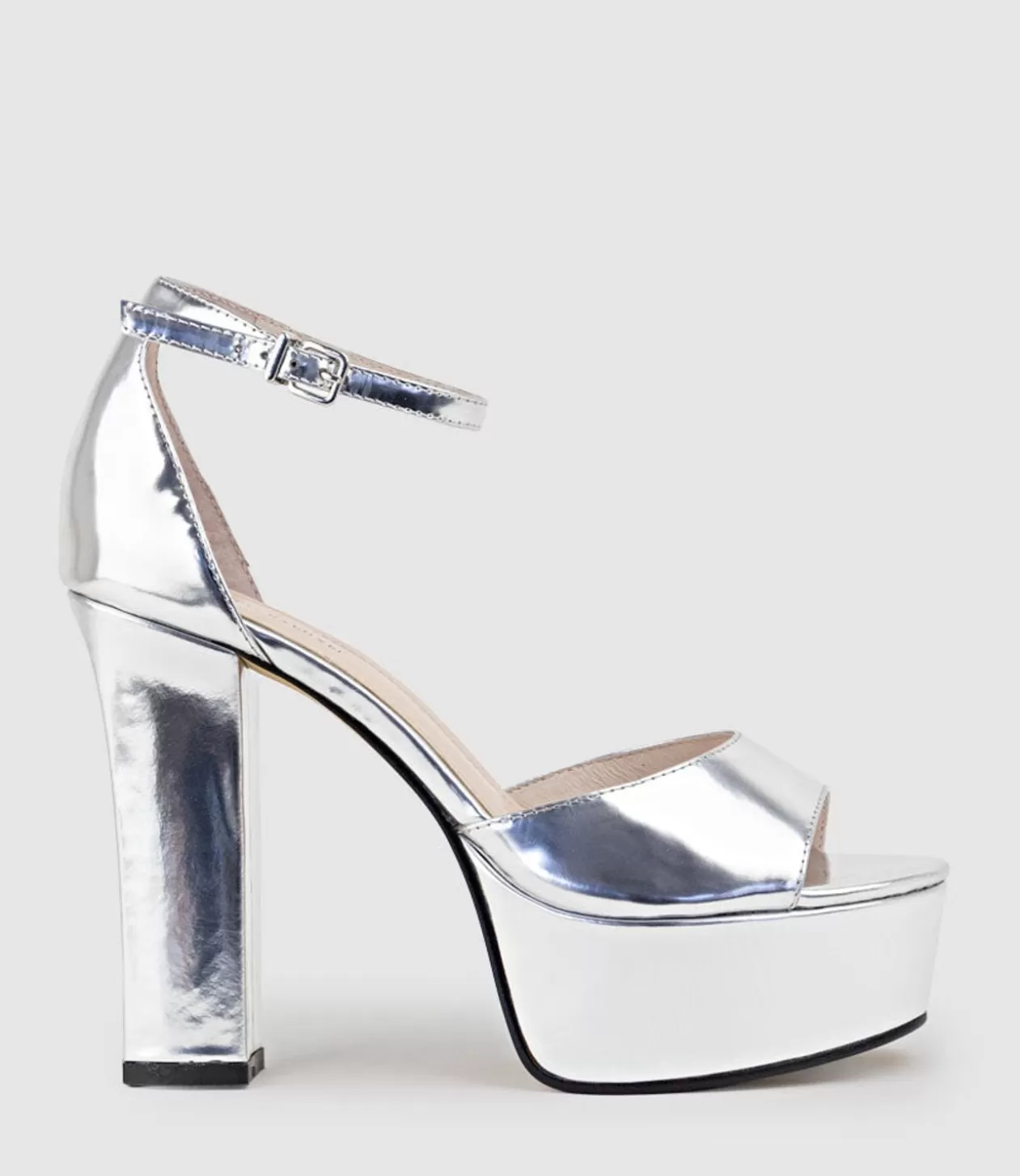 Edward Meller Platform Sandals<Roxy125 Open Toe Platform Sandal In Silver Mirror