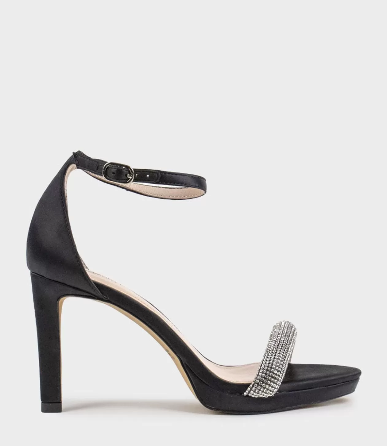Edward Meller Platform Sandals<Satina90 Diamond Band Sandal Platform Sandal In Black Satin