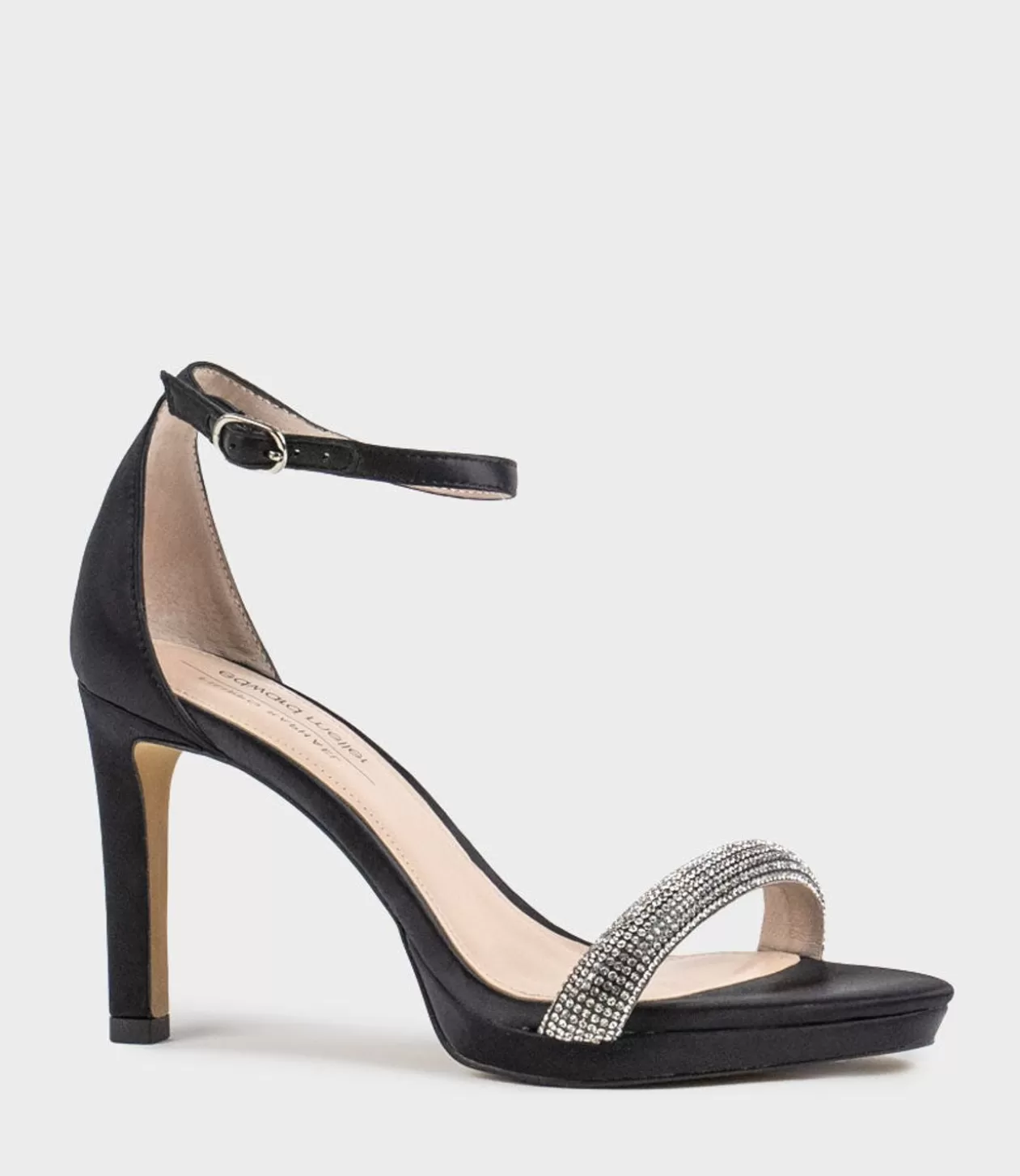 Edward Meller Platform Sandals<Satina90 Diamond Band Sandal Platform Sandal In Black Satin