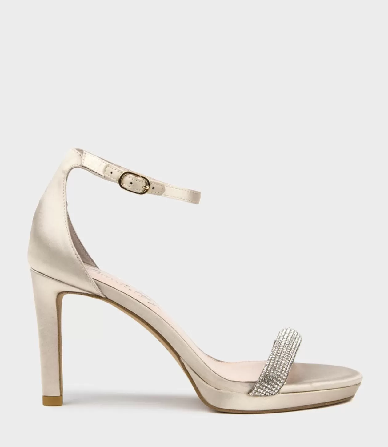 Edward Meller High Heel Sandals<Satina90 Diamond Band Sandal Platform Sandal In Champagne Satin