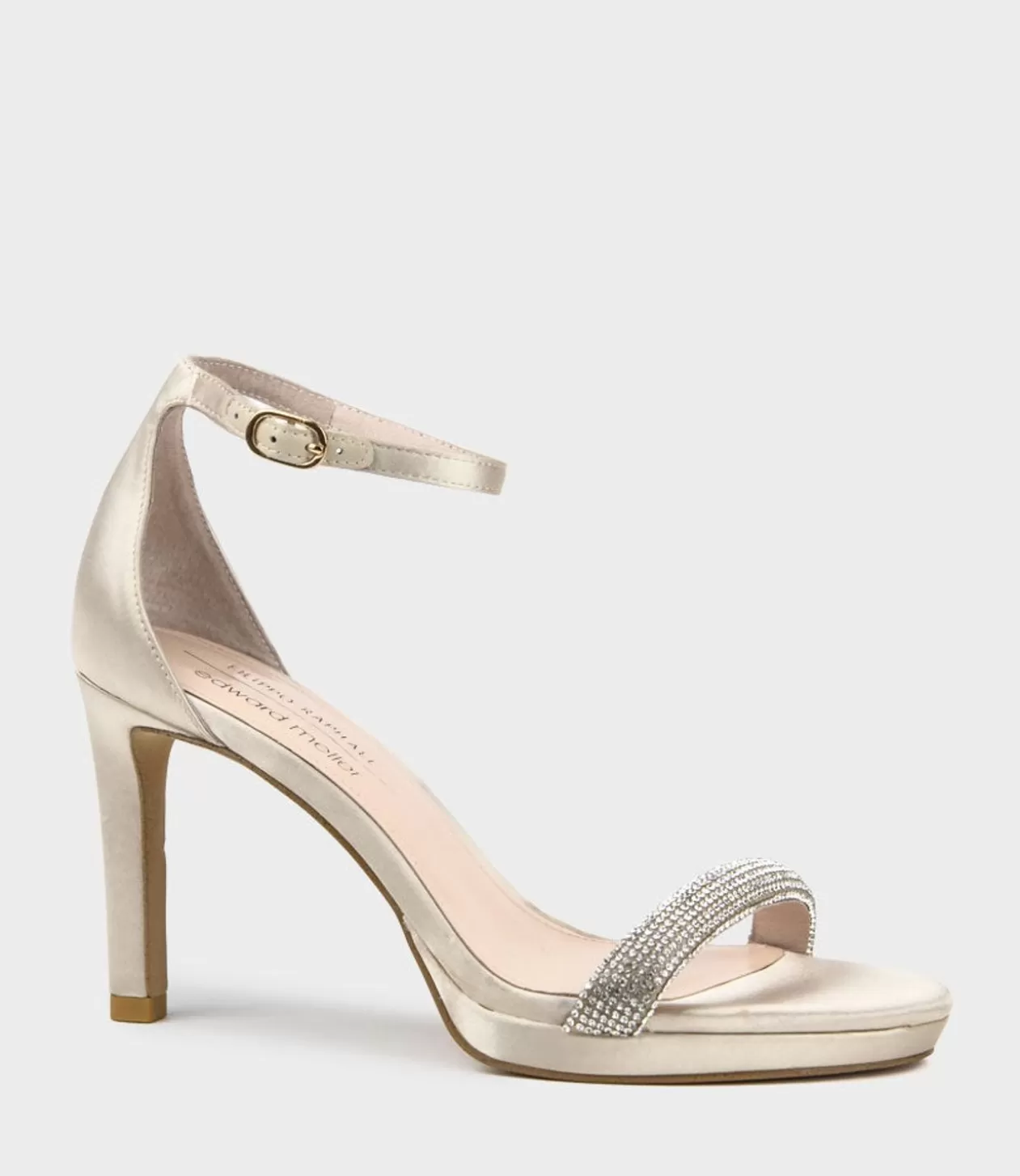 Edward Meller Platform Sandals<Satina90 Diamond Band Sandal Platform Sandal In Champagne Satin
