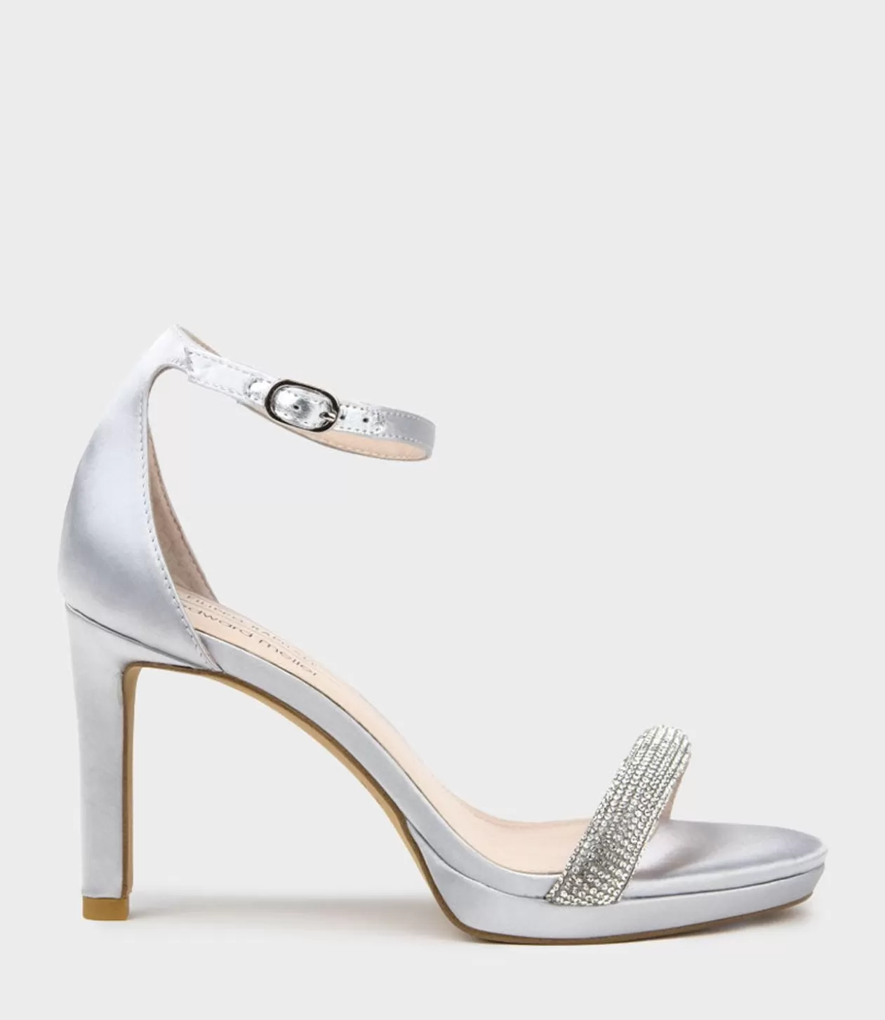 Edward Meller High Heel Sandals<Satina90 Diamond Band Sandal Platform Sandal In Silver Satin