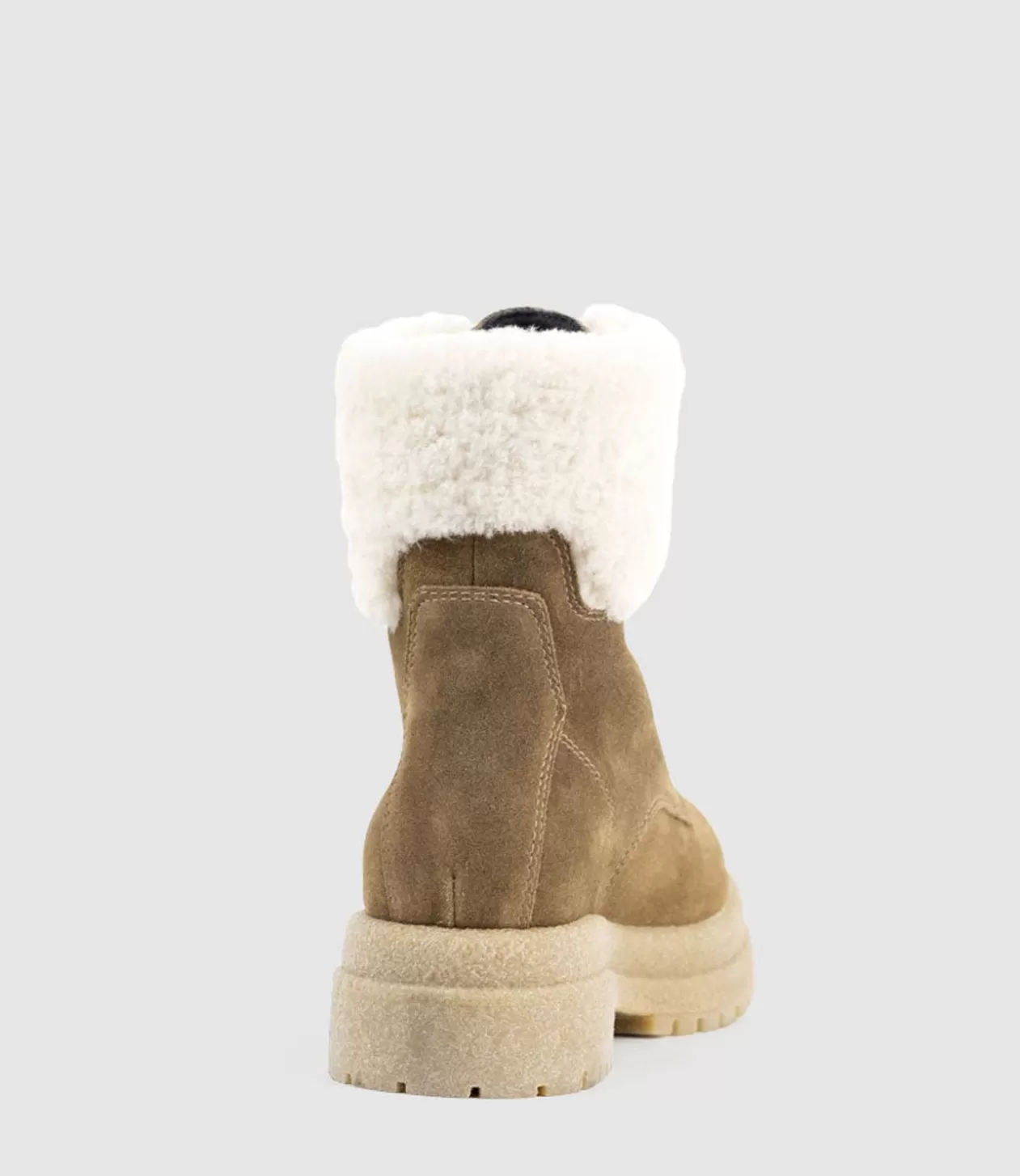 Edward Meller Ankle Boots<Victor Shearling Collar Lace Up Boot In Walnut Suede