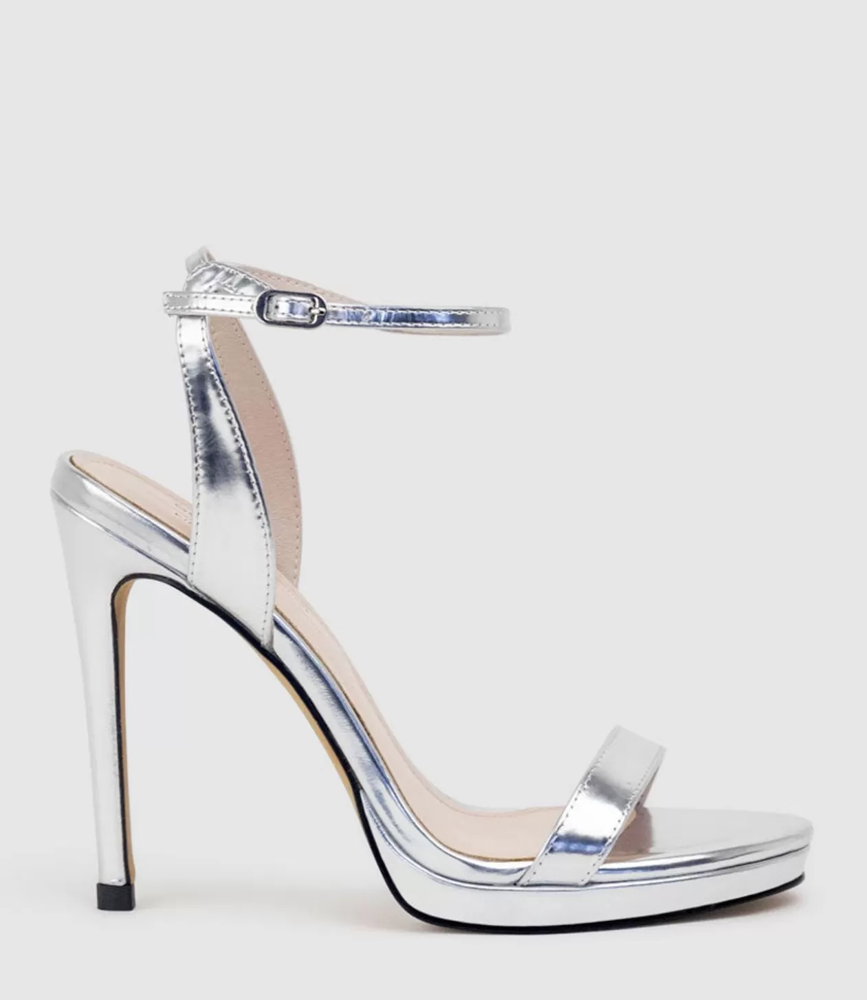 Edward Meller Platform Sandals<Whisper110 Single Strap Platform Sandal In Silver Mirror