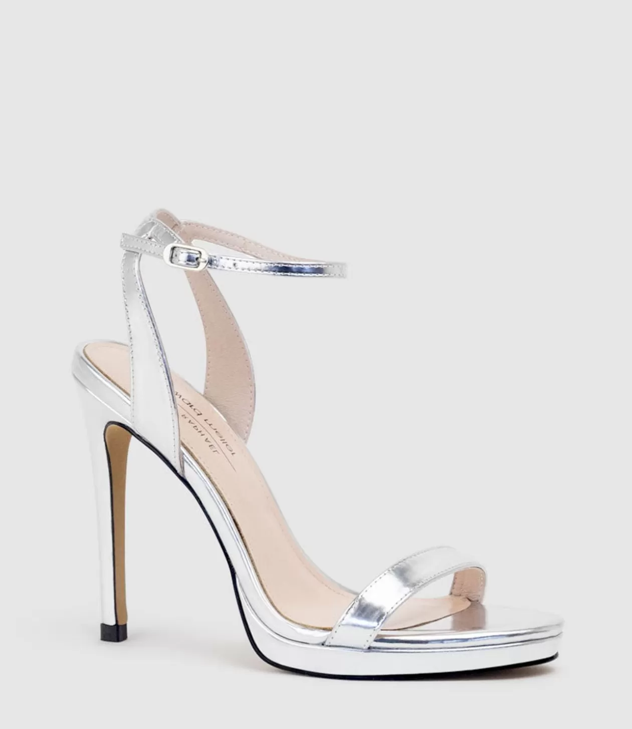 Edward Meller Platform Sandals<Whisper110 Single Strap Platform Sandal In Silver Mirror