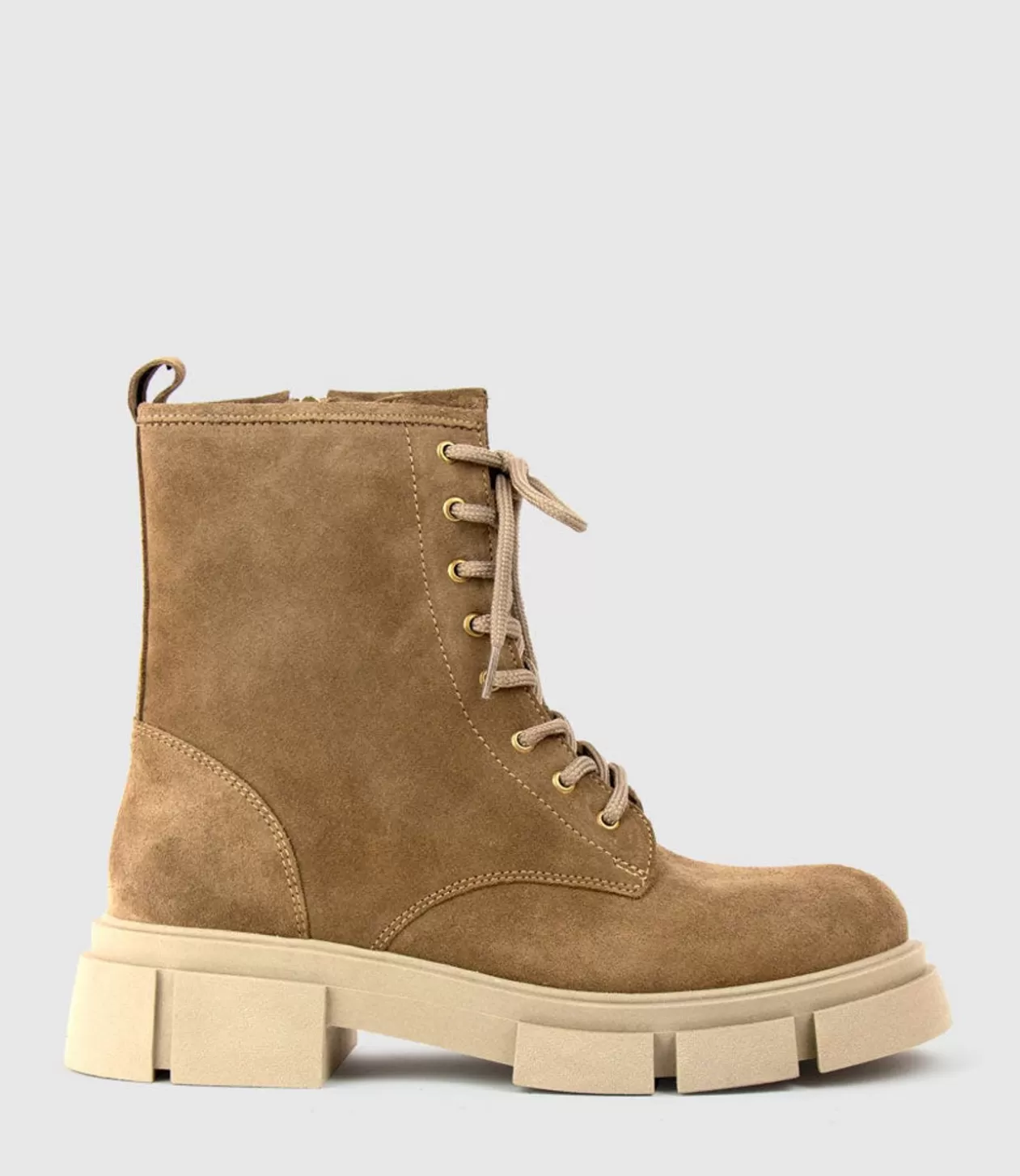 Edward Meller Ankle Boots<Wolfe Lace Up Boot On Chunky Sole In Beige Suede